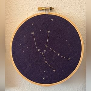 Taurus ♉️ Constellation Embroidery Wall Art - Blue and Cream